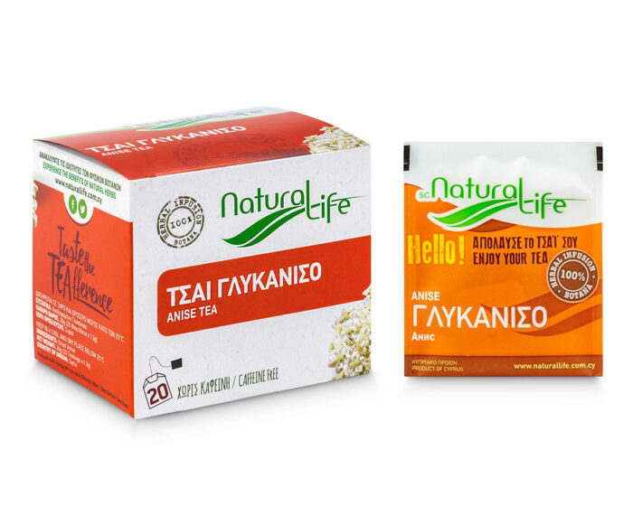 Natural Life Anise Herbal Tea Infusion x 20 Tea Bags Front With Tea Bag