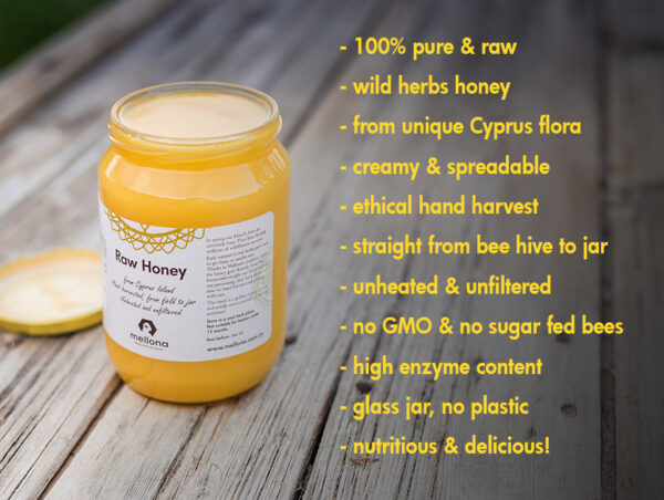 Mellona 100% Pure Natural Raw Honey 1kg Infographic