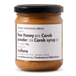Mellona Organic Raw Honey with Carob 250g Front