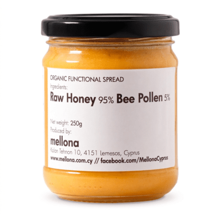 Mellona Organic Raw Honey with Pollen 250g Front