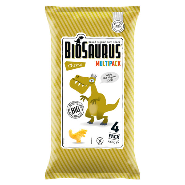 McLLOYD'S BioSaurus Organic Baked Corn Snack for Kids "Cheese" Multipack 4 x 15g