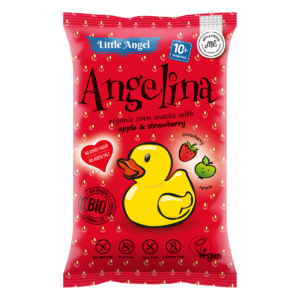 McLLOYD'S Little Angel Organic Angelina Apple and Strawberry Corn Snack for Babies 4 x 15g