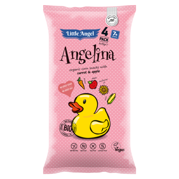 McLLOYD'S Little Angel Organic Angelina Carrot and Apple Corn Snack for Babies 4 x 15g