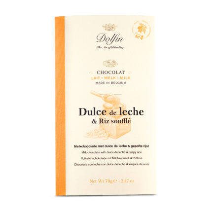 DOLFIN Belgian milk chocolate bar dulche de leche and crispy rice 70g