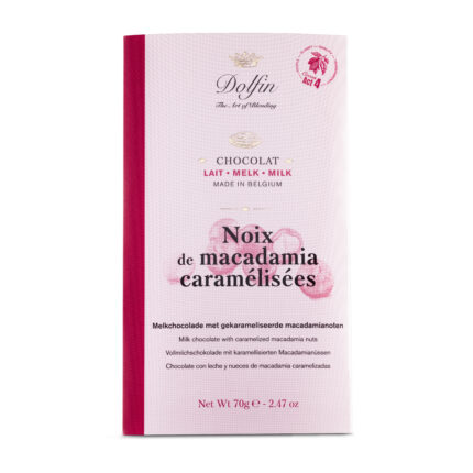 DOLFIN Belgian milk chocolate bar with caramalised macadamia 70g