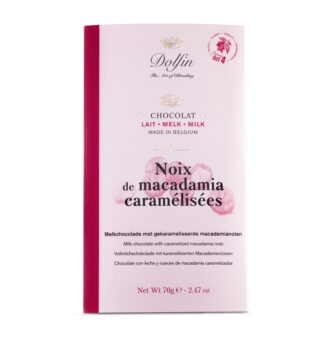 DOLFIN Belgian milk chocolate bar with caramalised macadamia 70g