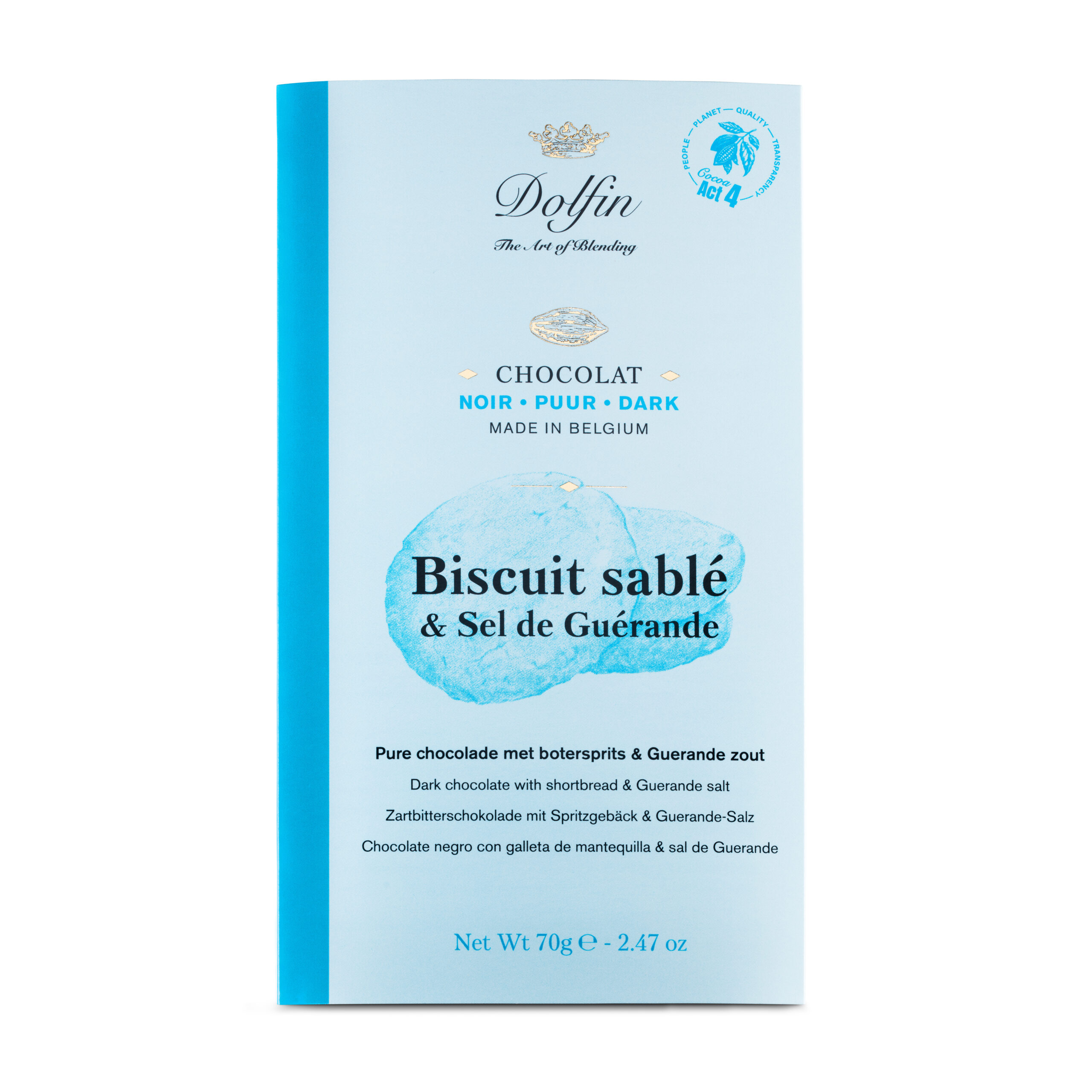 DOLFIN Belgian dark chocolate with shortbread and sea salt 70g DOLFIN Belgian dark chocolate with shortbread and sea salt 70g