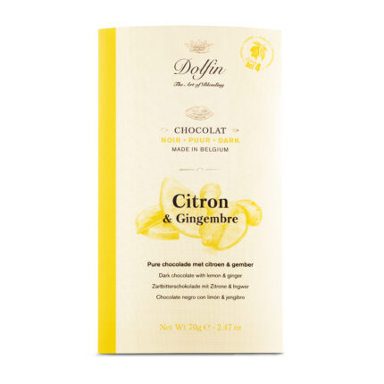 DOLFIN Belgian dark chocolate bar with lemon ang ginger 70g