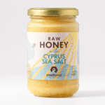 Mellona raw honey with Cyprus sea salt 400g front jar