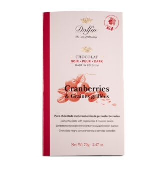 DOLFIN Belgian dark chocolate bar with cranberries and roasted seeds 70g